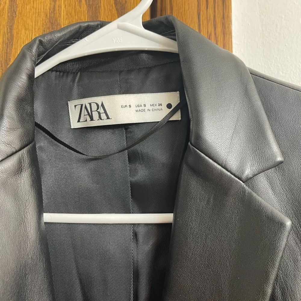 Zara Black Leather Jacket Suit - Picture 3 of 6